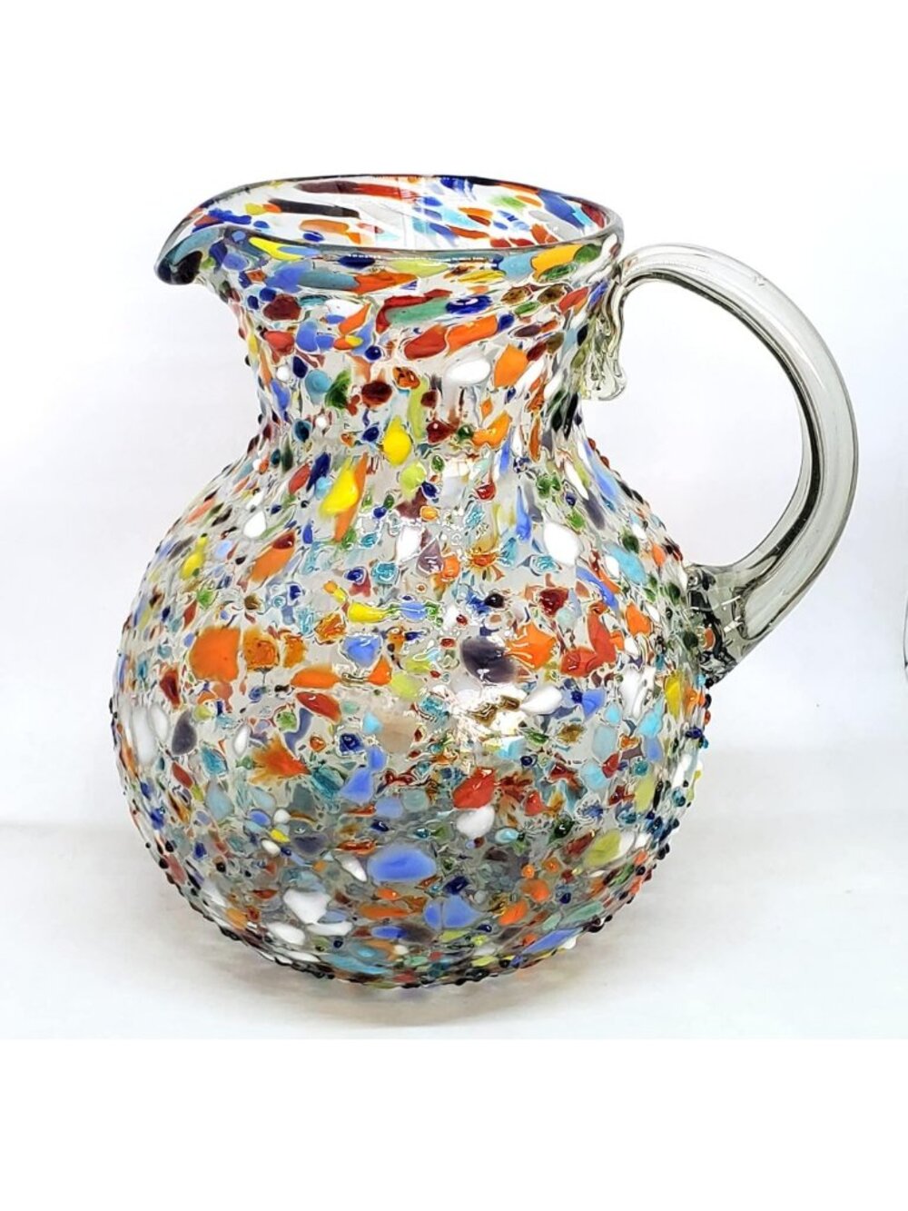 Large 120 oz Multicolor Recycled Glass Pitcher - Eco-Friendly, Lead-Free